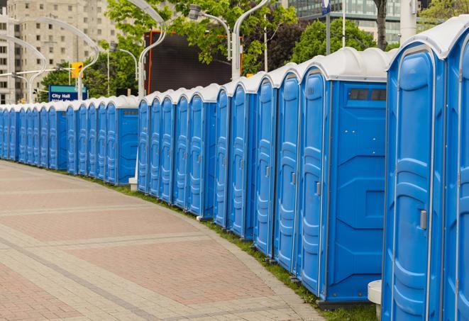 Seasonal porta potty units set up at a Indio, California venue