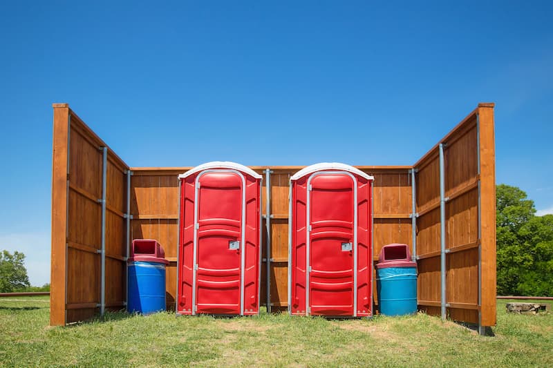Short-term porta potty units staged for delivery in Indio, California
